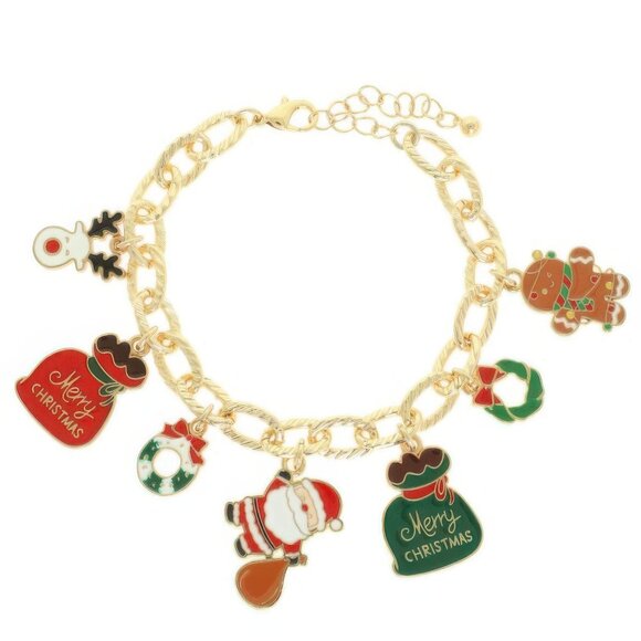 Christmas Theme Enamel Charm Bracelet - Picture 2 of 2